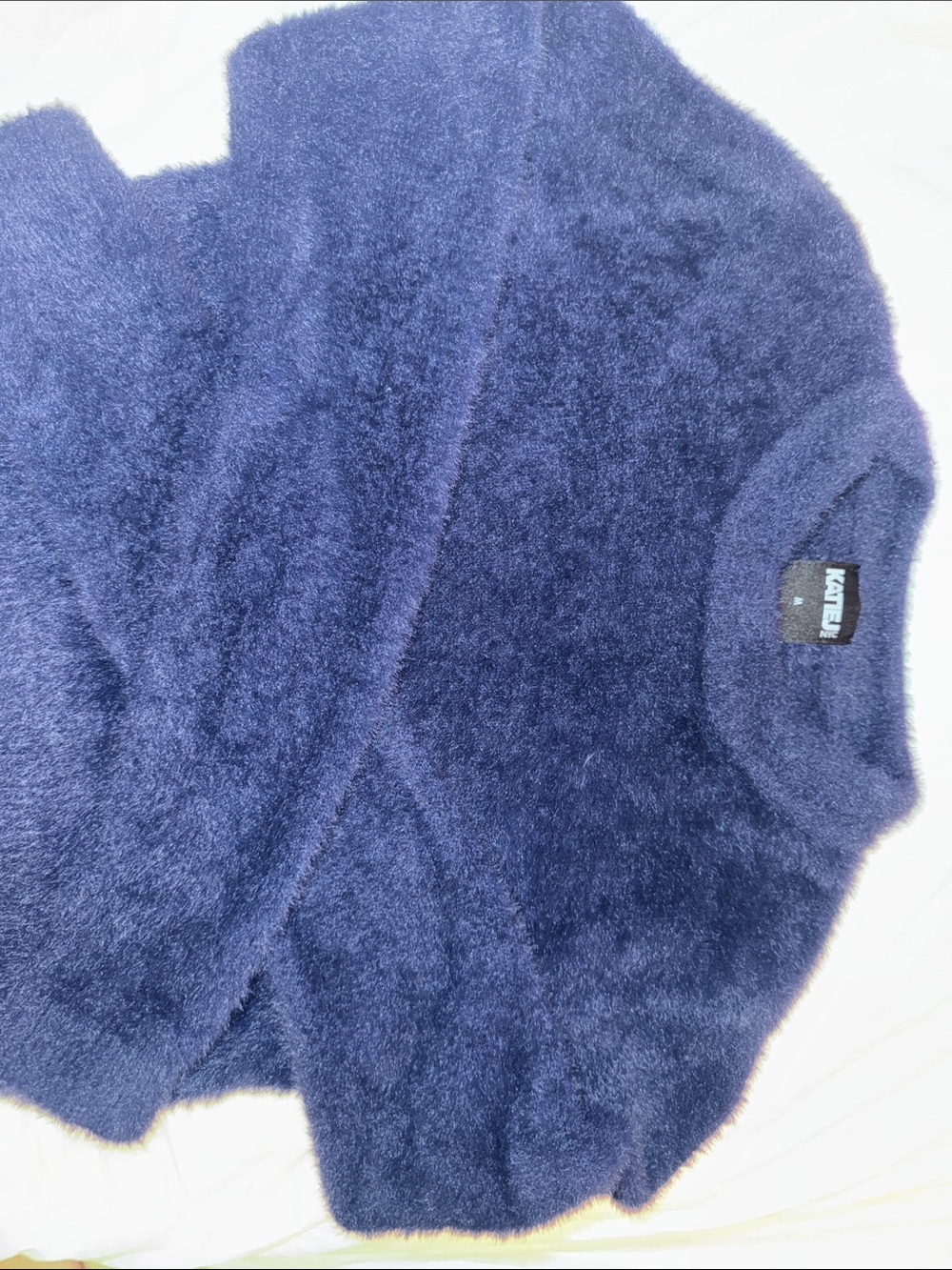 Katie J NYC Navy Blue Fuzzy Sweater
